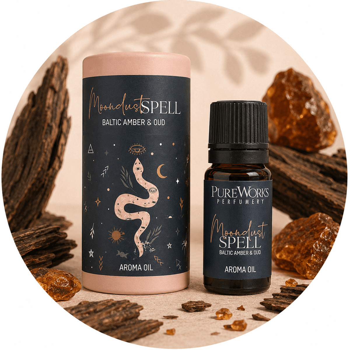 CELESTIAL MAGIC OLIO ESSENZIALE AMBRA BALTICA E LEGNO DI OUD - Incantesimo polvere di luna - Clorophilla Shop