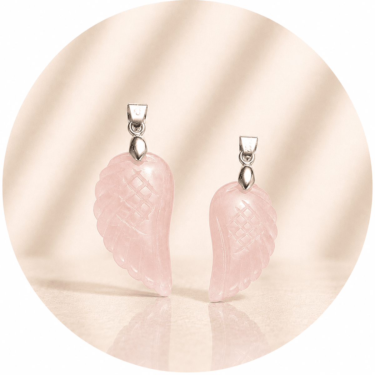 CIONDOLO ALA IN QUARZO ROSA - Amore e armonia - Clorophilla Shop