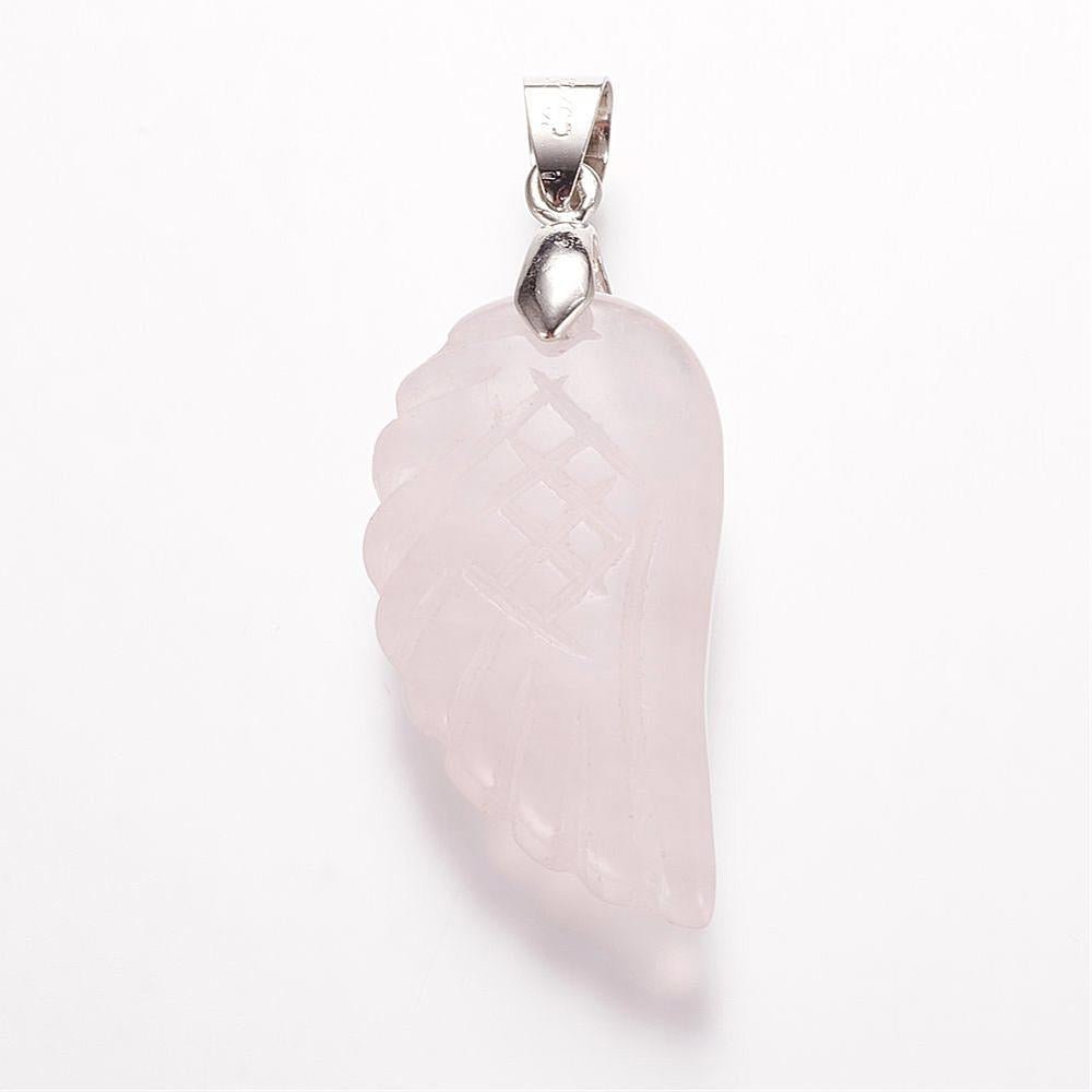 CIONDOLO ALA IN QUARZO ROSA - Amore e armonia - Clorophilla Shop
