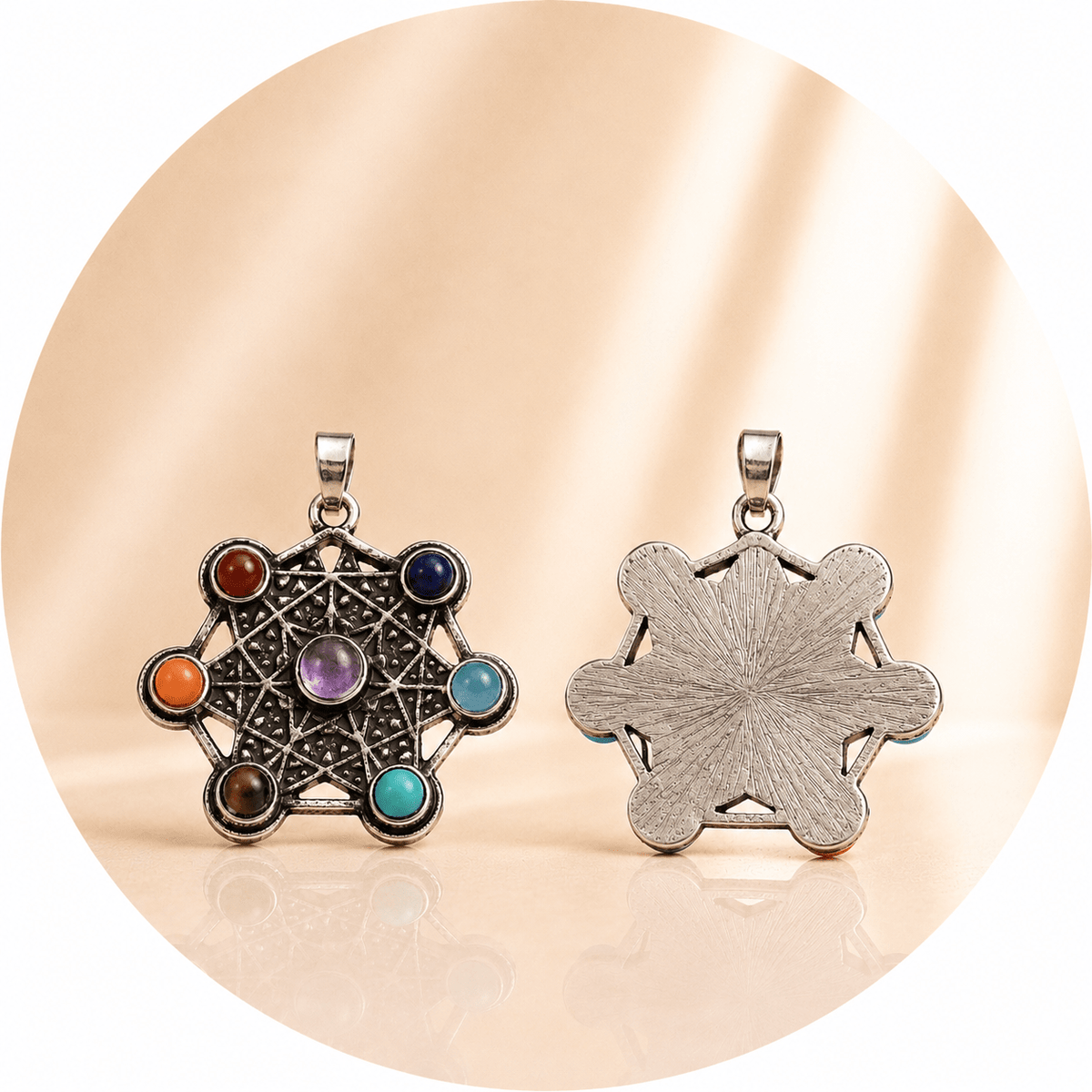 CIONDOLO CUBO METATRON 7 CHAKRA – Geometria Sacra - Clorophilla Shop