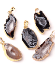 CIONDOLO FETTA GEODE DI AGATA LAMINA ORO - Armonia, benessere e positività - Clorophilla Shop
