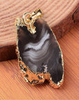 CIONDOLO FETTA GEODE DI AGATA LAMINA ORO - Armonia, benessere e positività - Clorophilla Shop