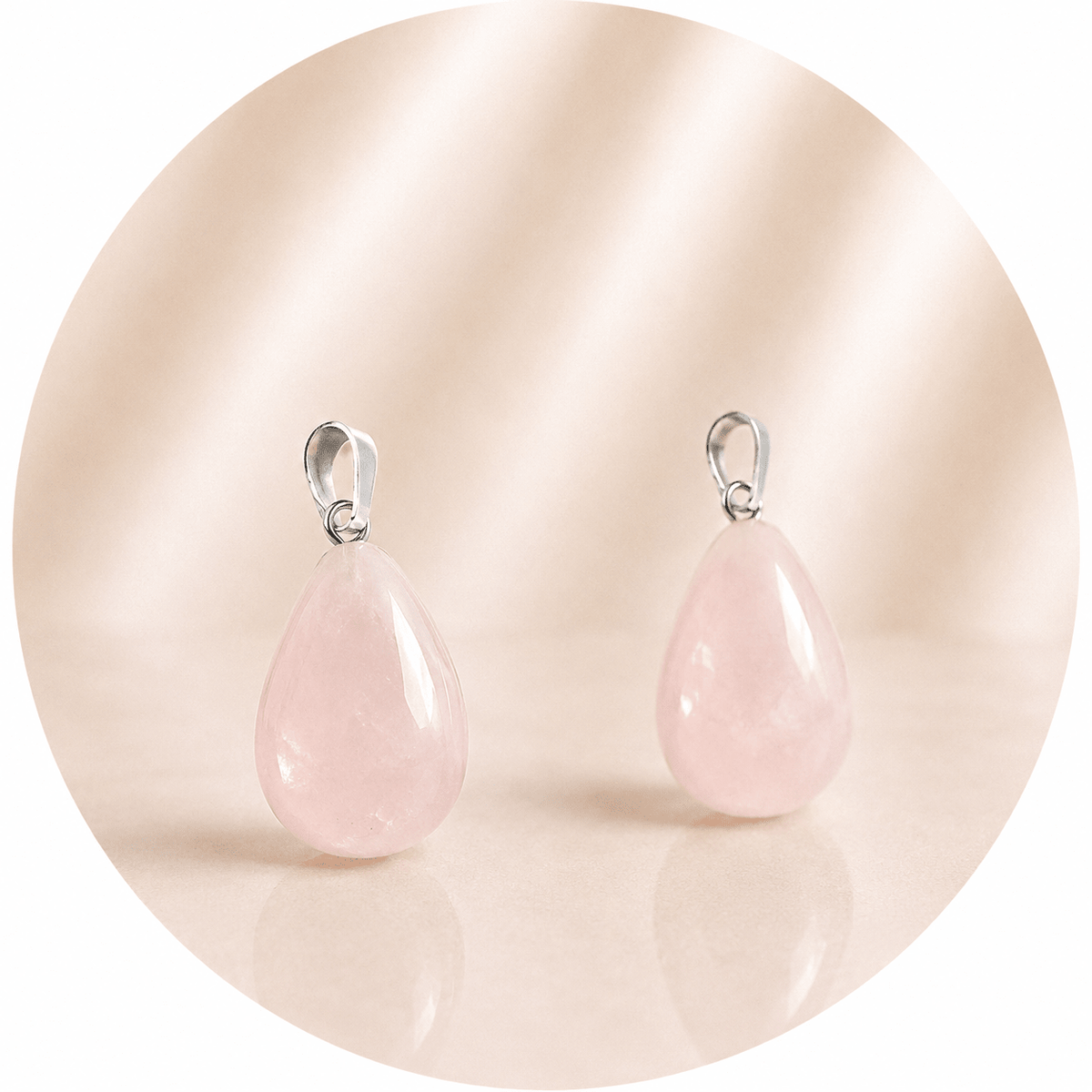 CIONDOLO GOCCIA IN QUARZO ROSA - Amore e armonia - Clorophilla Shop