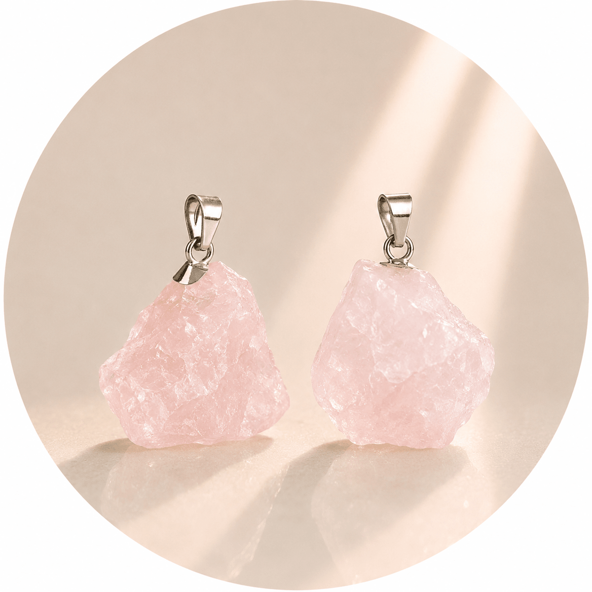 CIONDOLO IN QUARZO ROSA GREZZO - Amore e armonia - Clorophilla Shop