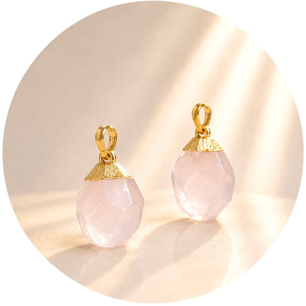 CIONDOLO IN QUARZO ROSA SFACCETTATO - Amore e armonia - Clorophilla Shop