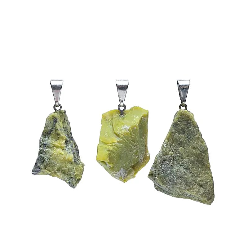 CIONDOLO IN SERPENTINO (NUOVA GIADA) GREZZO - Equilibrio, protezione e rinnovamento - Clorophilla Shop