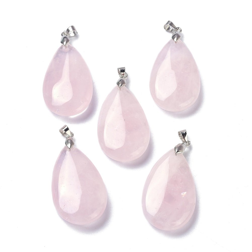 CIONDOLO LACRIMA IN QUARZO ROSA - Amore e armonia - Clorophilla Shop