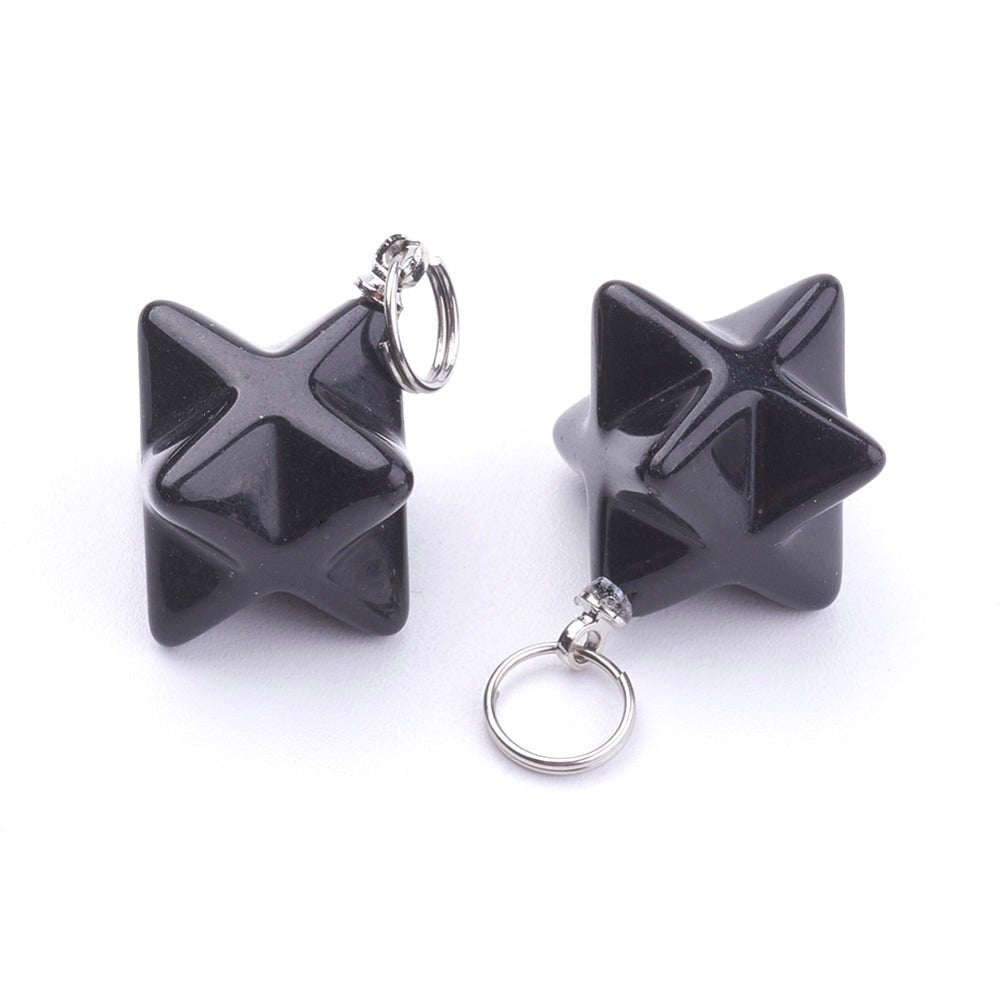 CIONDOLO MERKABA IN OSSIDIANA NERA - Protezione, radicamento e chiarezza interiore - Clorophilla Shop