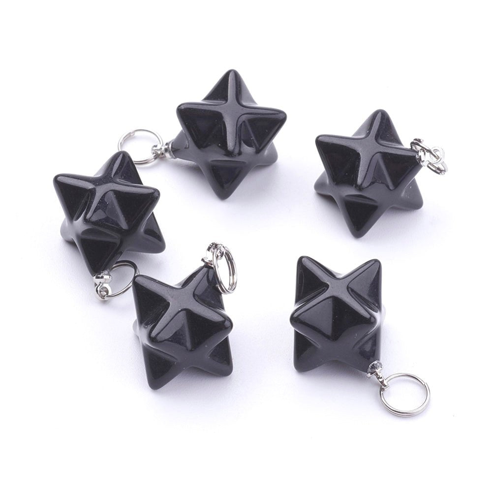 CIONDOLO MERKABA IN OSSIDIANA NERA - Protezione, radicamento e chiarezza interiore - Clorophilla Shop