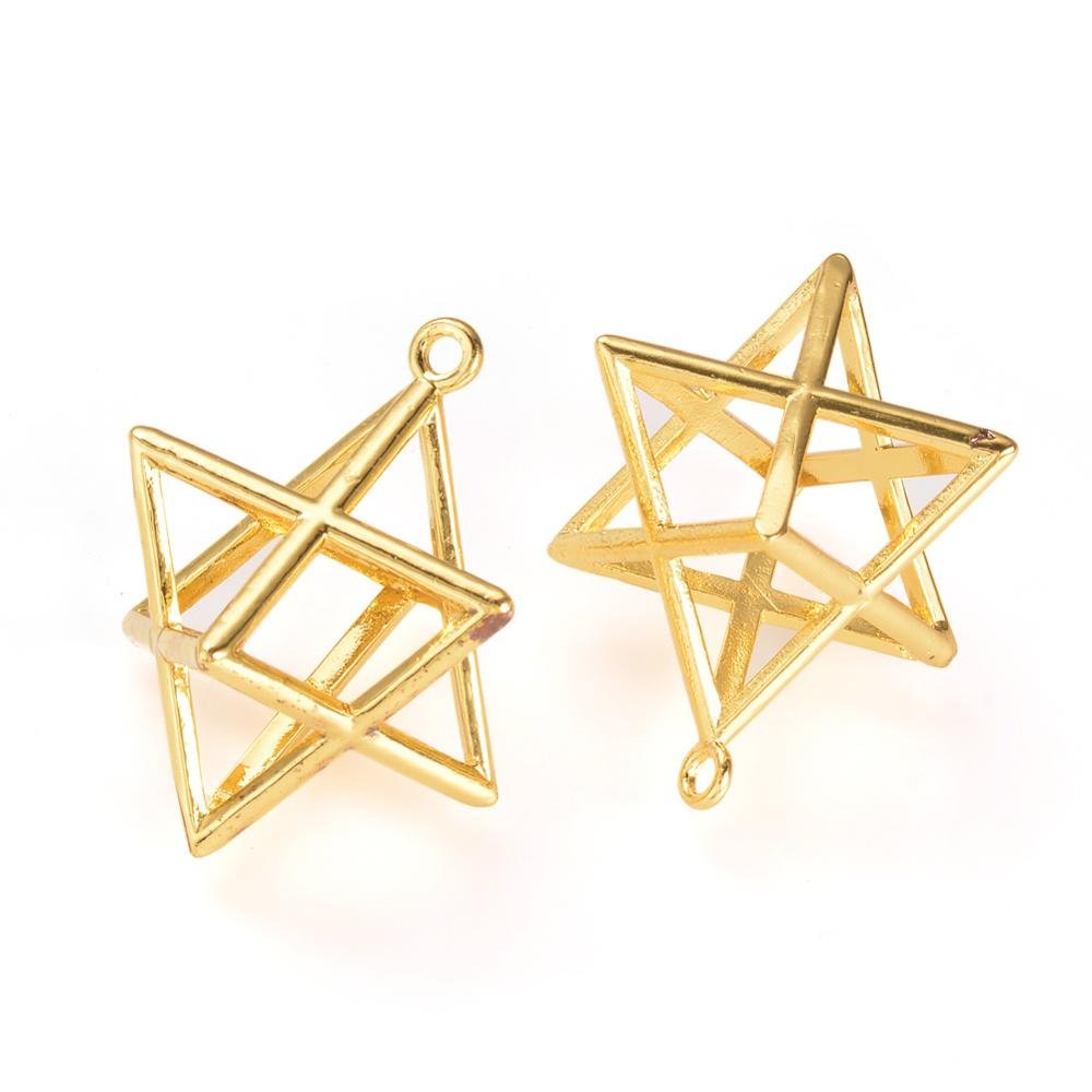 CIONDOLO MERKABA IN OTTONE DORATO - Protezione, consapevolezza e crescita interiore - Clorophilla Shop