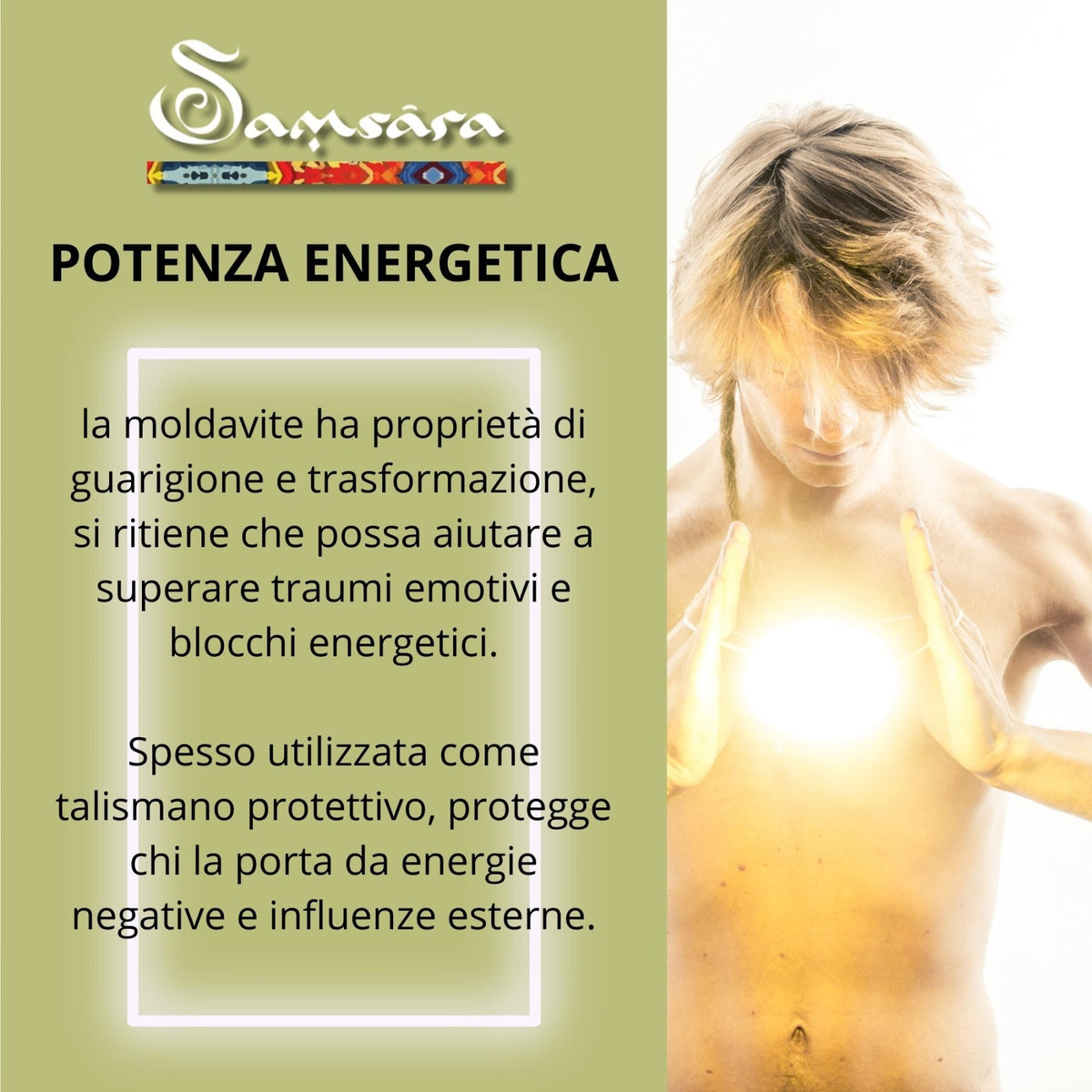 CIONDOLO MOLDAVITE NATURALE IN ARGENTO 925 - Cambiamento e trasformazione - Clorophilla Shop