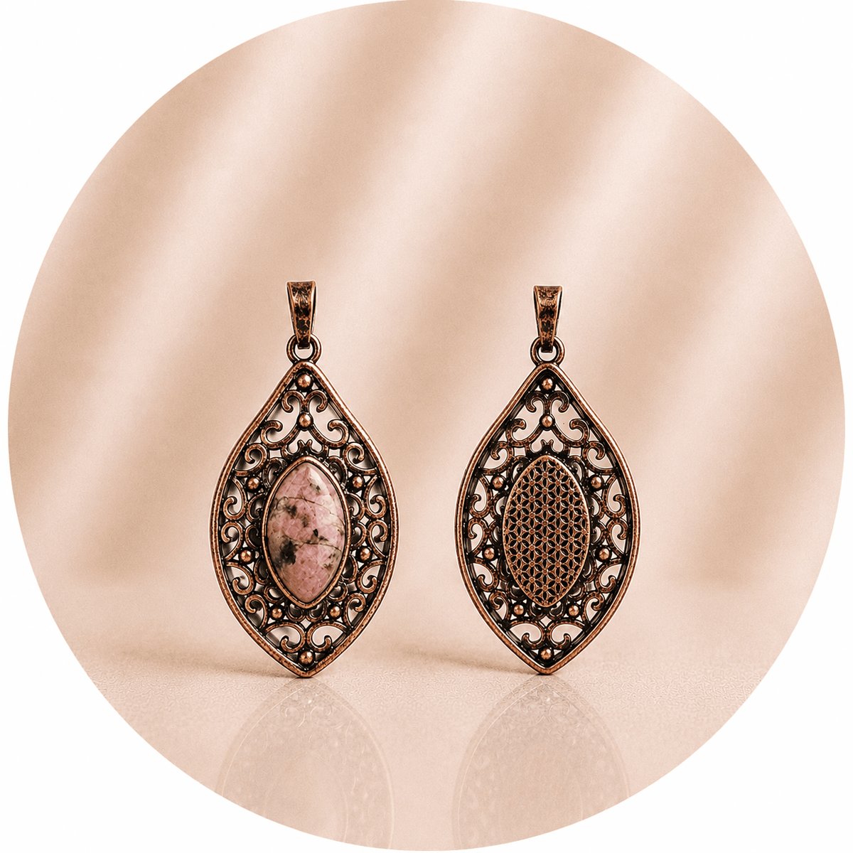 CIONDOLO OCCHIO IN RODONITE - Amore verso se stessi, equilibrio emotivo e perdono - Clorophilla Shop