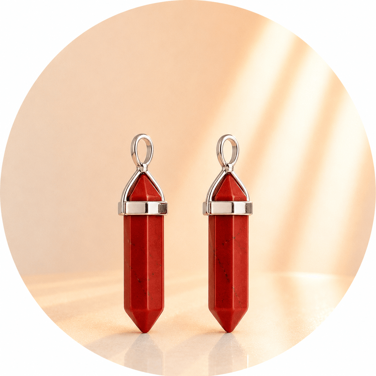 CIONDOLO PRISMA IN DIASPRO ROSSO - Forza, coraggio e radicamento - Clorophilla Shop