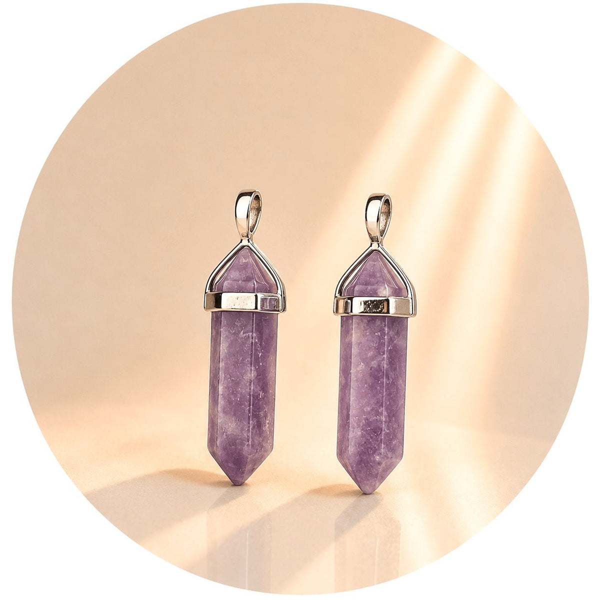 CIONDOLO PRISMA IN LEPIDOLITE - Calma, equilibrio emotivo e serenità - Clorophilla Shop