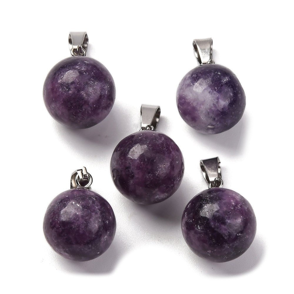 CIONDOLO SFERA IN LEPIDOLITE - Calma, equilibrio emotivo e serenità - Clorophilla Shop