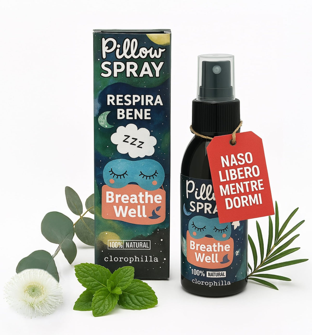 Clorophilla - RESPIRA BENE Spray per cuscino balsamico notte - 100ml - Clorophilla Shop