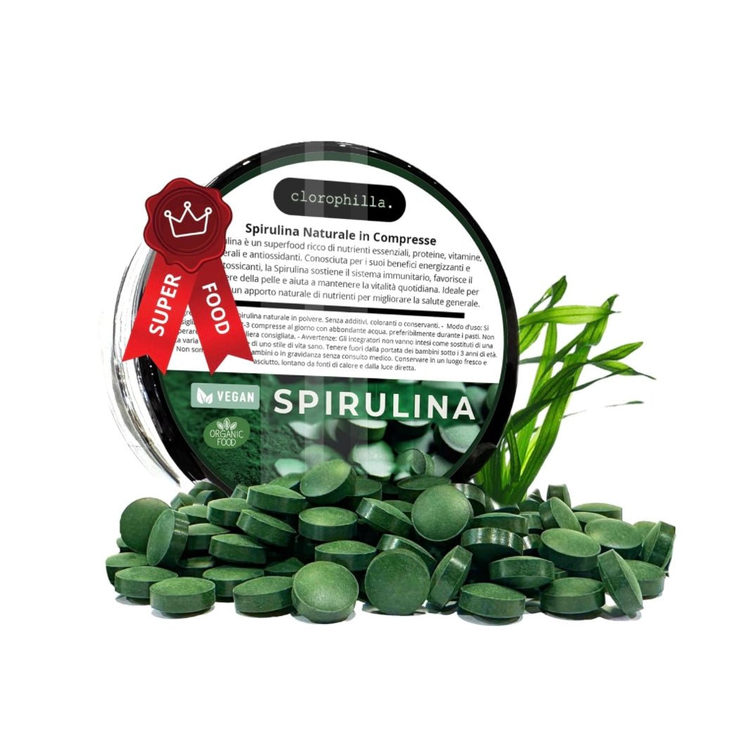 Clorophilla Spirulina Bio in compresse - Integratore dimagrimento, stanchezza e difese immunitarie - Clorophilla Shop