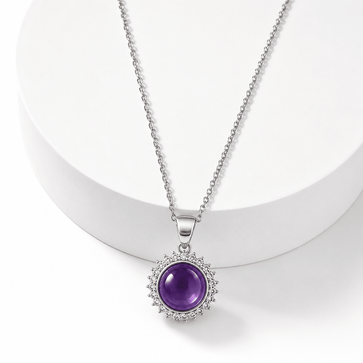 COLLANA CON AMETISTA E ZIRCONI IN ARGENTO 925 - Calma e stress - Clorophilla Shop