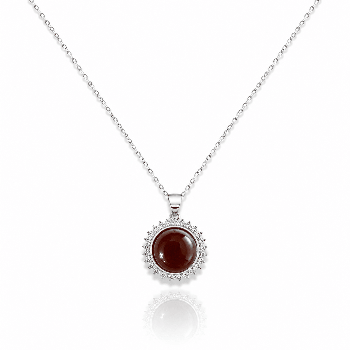 COLLANA CON CORNIOLA E ZIRCONI IN ARGENTO 925 - Motivazione e coraggio - Clorophilla Shop