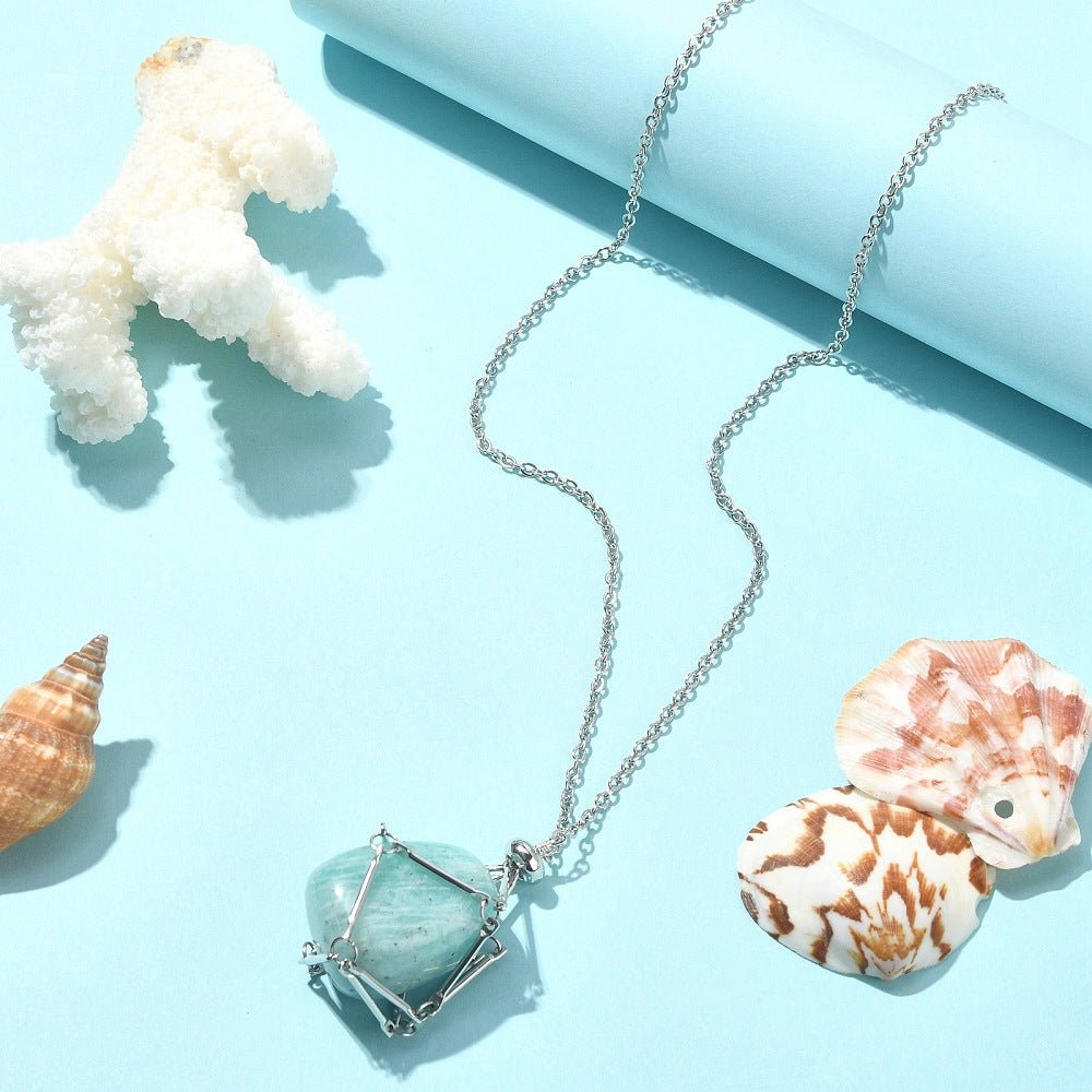 COLLANA CON GABBIETTA PER PIETRE - Acciaio 304 - Clorophilla Shop