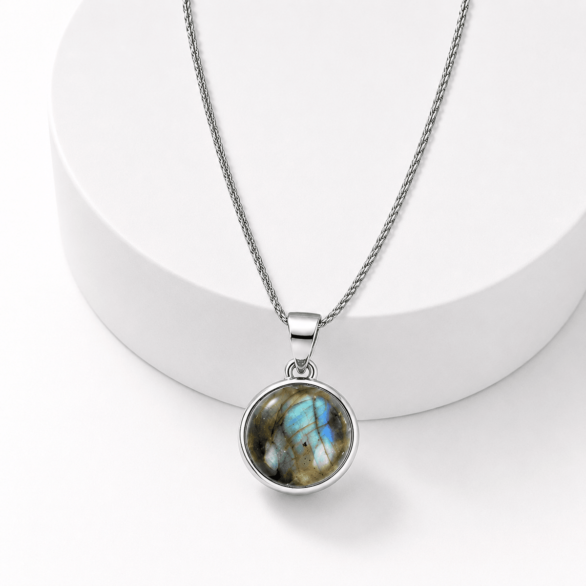 Collana con Labradorite in Argento Sterling 925 – Intuizione e Protezione - Clorophilla Shop