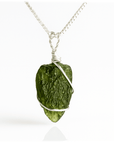 Collana con Moldavite naturale in Argento 925 - Confezione Regalo e garanzia - Clorophilla Shop
