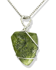 Collana con Moldavite naturale in Argento 925 - Confezione Regalo e garanzia - Clorophilla Shop