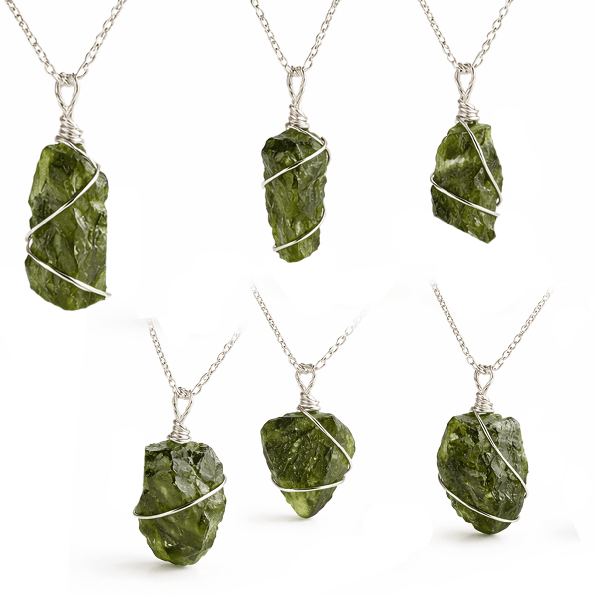 Collana con Moldavite naturale in Argento 925 - Confezione Regalo e garanzia - Clorophilla Shop