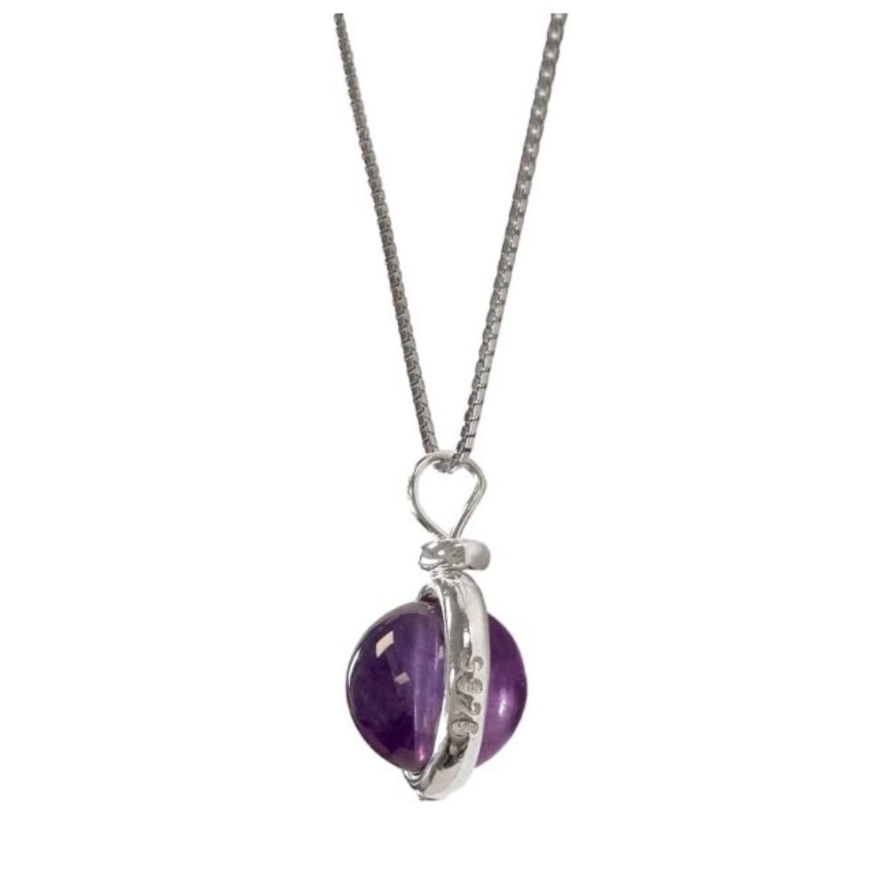 Collana con pendente a sfera in Ametista - Argento 925 - Clorophilla Shop