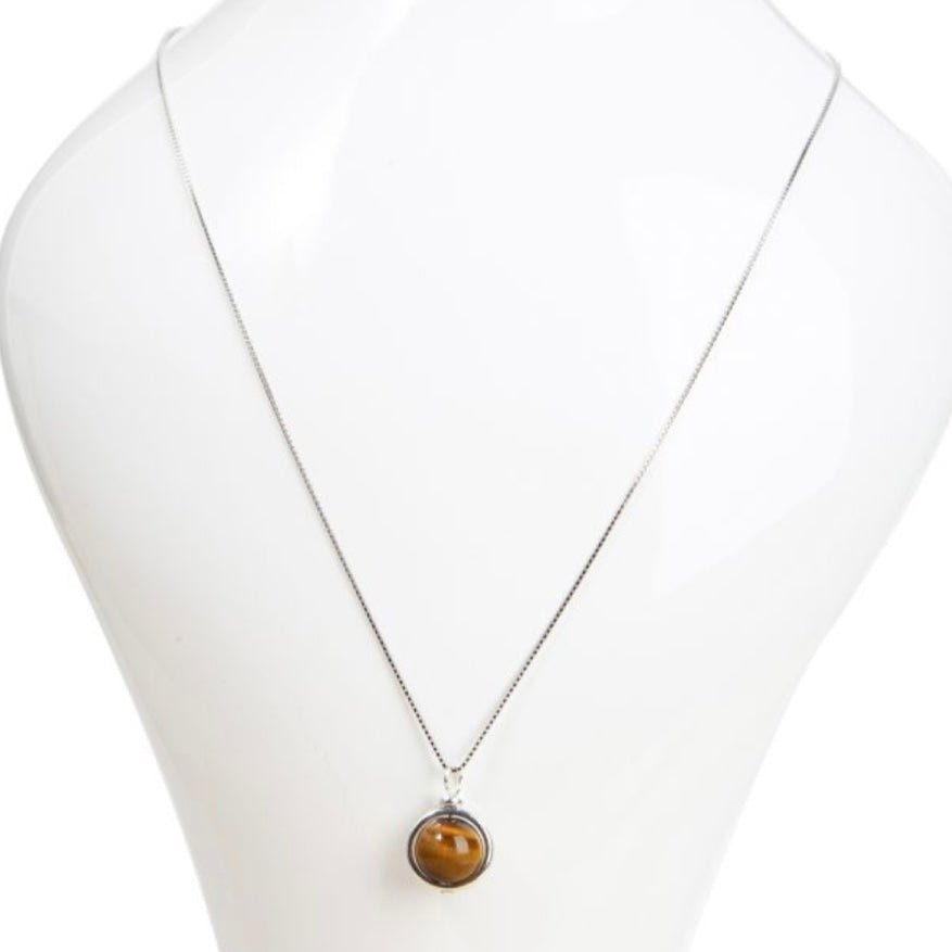 Collana con pendente a sfera in Occhio di tigre - Argento 925 - Clorophilla Shop