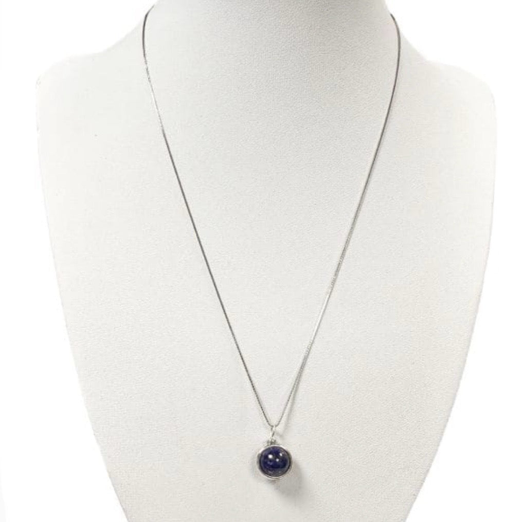Collana con pendente a sfera in Pietra Lapislazzuli - Argento 925 - Clorophilla Shop