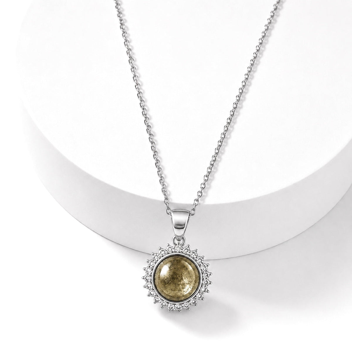 COLLANA CON PIRITE E ZIRCONI IN ARGENTO 925 - Prosperità e successo - Clorophilla Shop