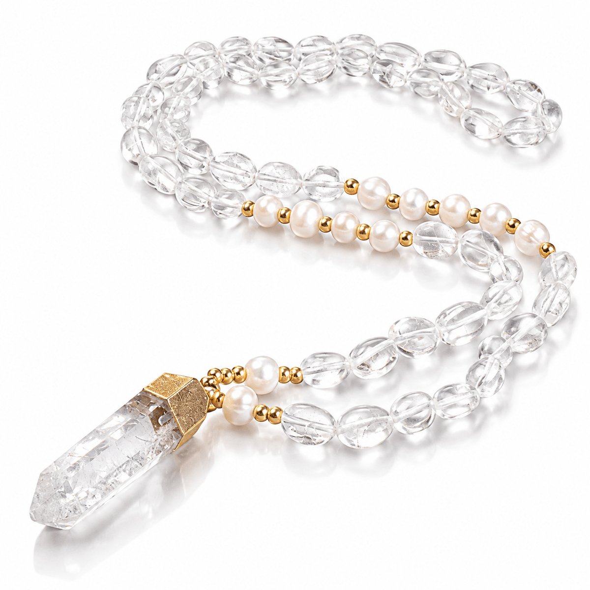 Collana con Punta in Cristallo di Rocca Naturale – Purificazione e Chiarezza - Clorophilla Shop