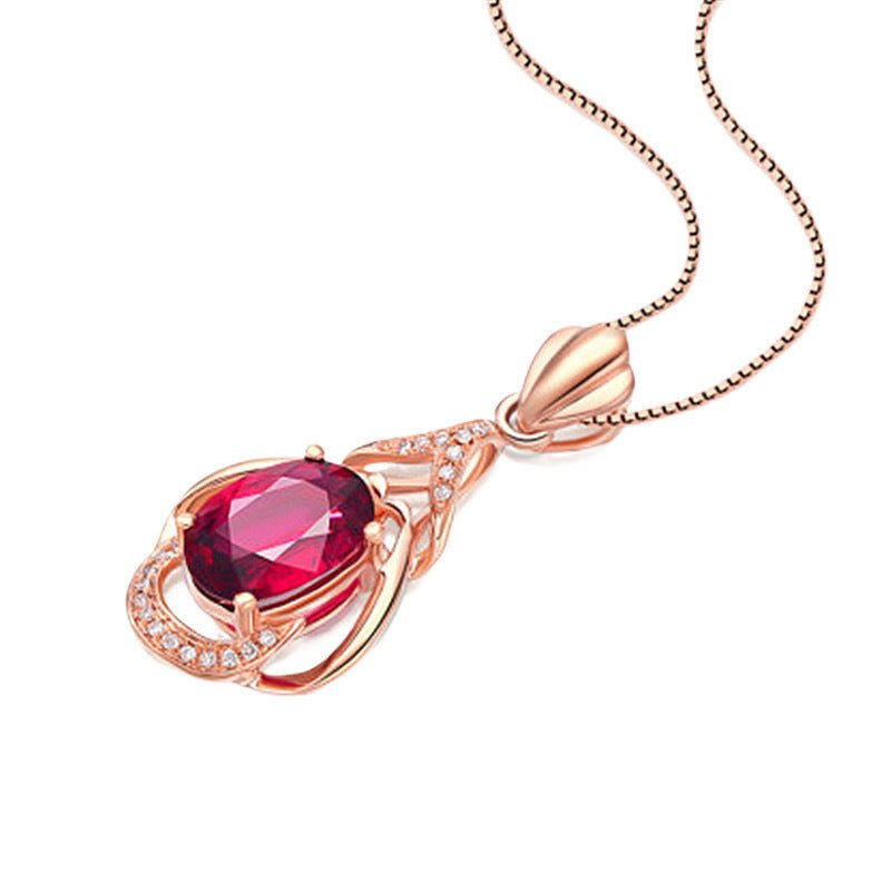 COLLANA CON TORMALINA ROSSA IN ARGENTO 925 PLACCATO ORO ROSA - Energia del cuore, vitalità e passione - Clorophilla Shop
