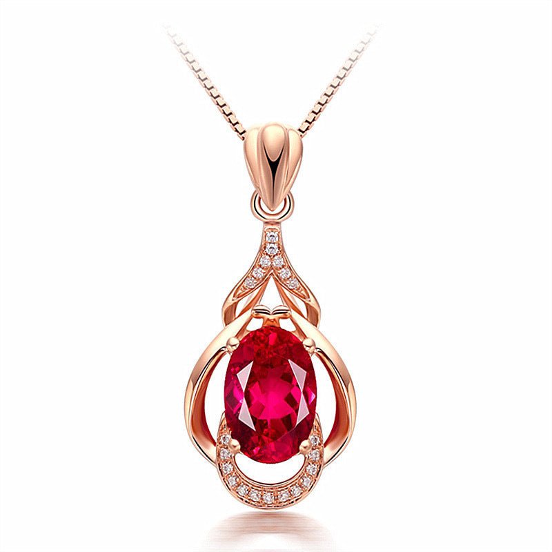 COLLANA CON TORMALINA ROSSA IN ARGENTO 925 PLACCATO ORO ROSA - Energia del cuore, vitalità e passione - Clorophilla Shop