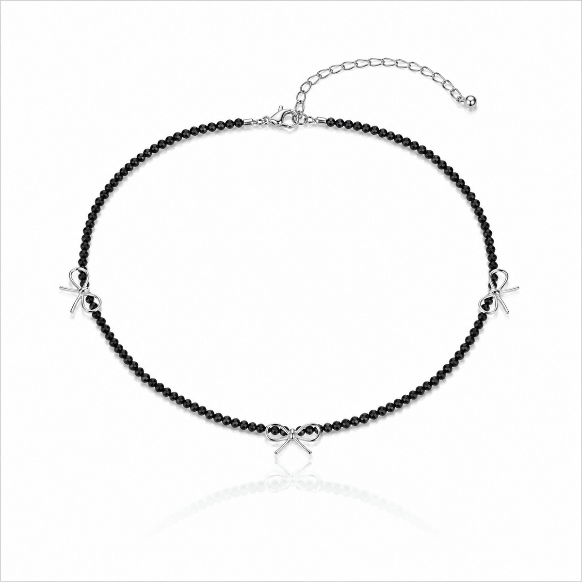 Collana fiocco in Argento 925 con Tormalina Nera Naturale - Clorophilla Shop