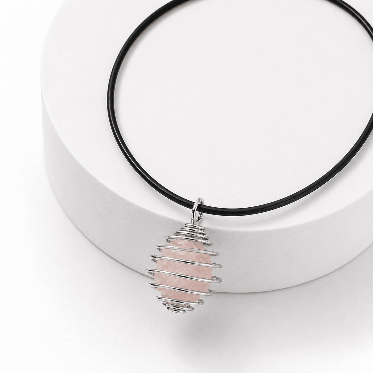 COLLANA GABBIETTA CON QUARZO ROSA - Amore e armonia - Clorophilla Shop