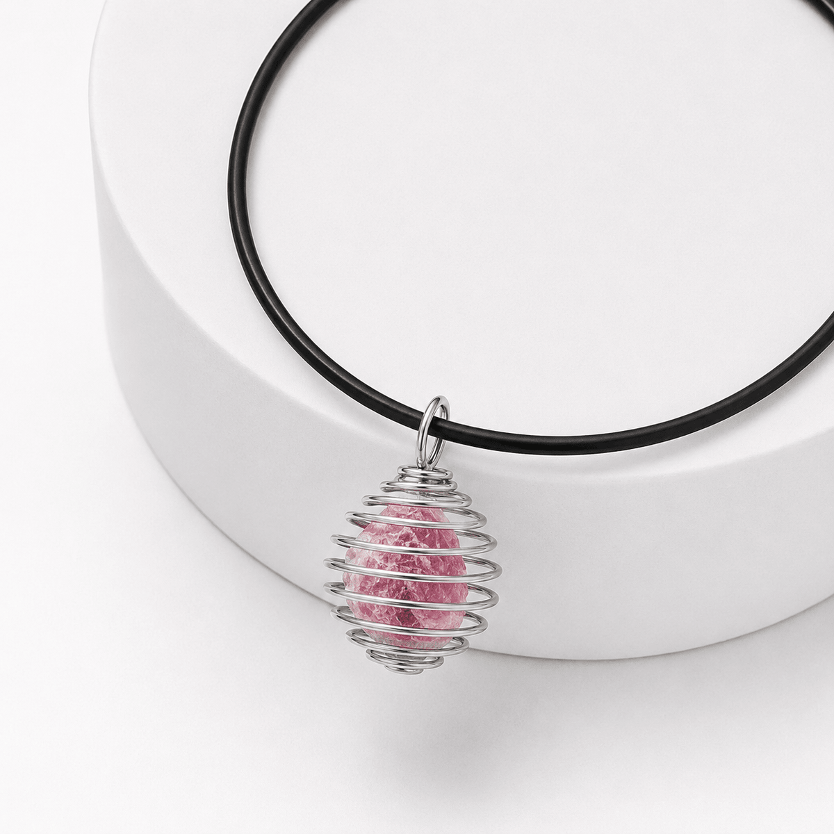 COLLANA GABBIETTA CON TORMALINA ROSA - Guarigione emotiva e amore - Clorophilla Shop