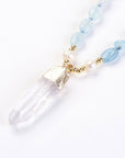 Collana in Acquamarina con ciondolo in cristallo di rocca - Equilibrio e serenità - Clorophilla Shop