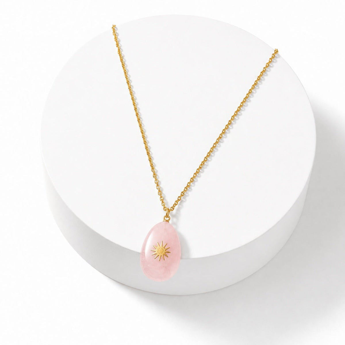 COLLANA IN QUARZO ROSA CON STELLA - Acciaio inox - Clorophilla Shop