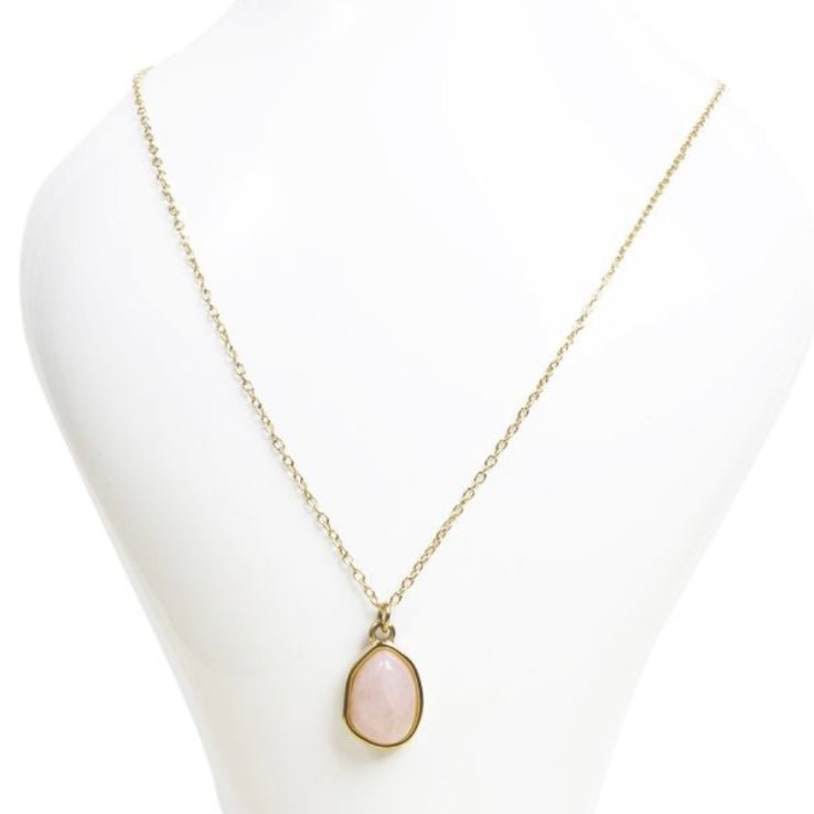 COLLANA IN QUARZO ROSA GEOMETRICA - Amore e armonia - Clorophilla Shop