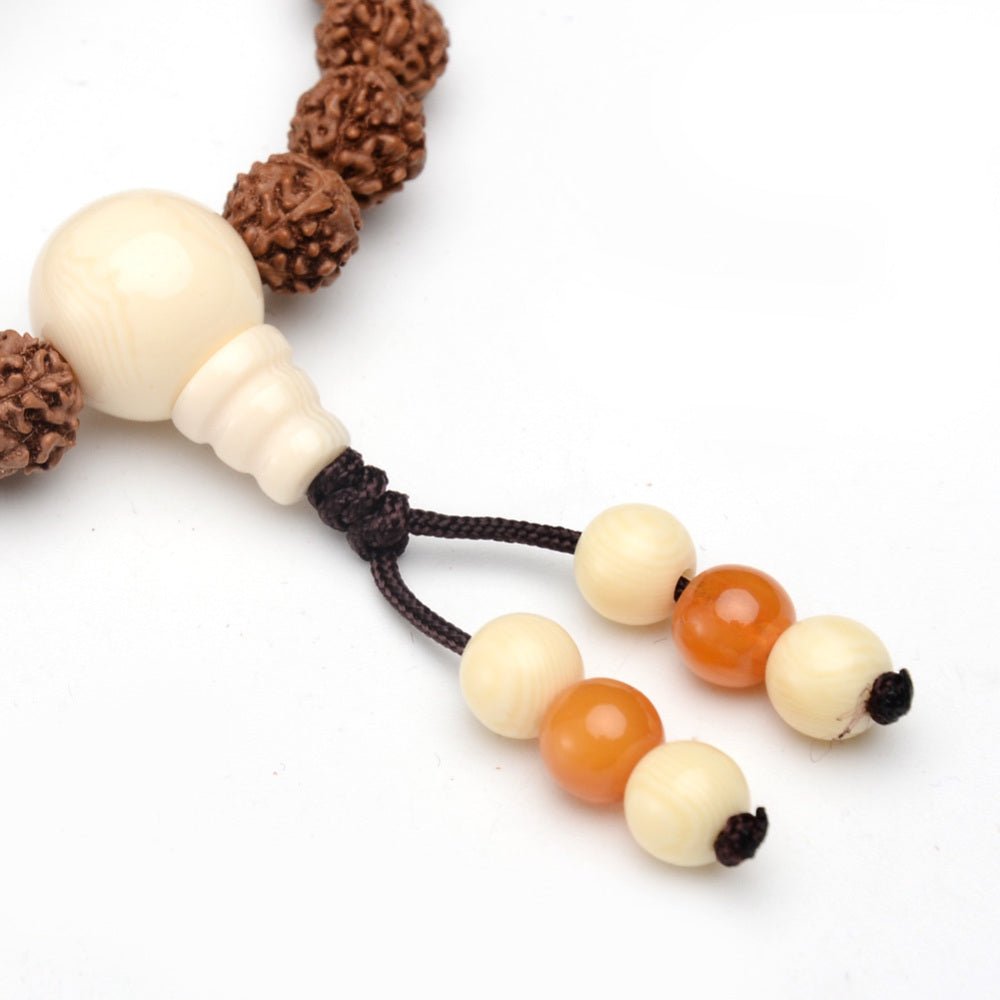 Collana Mala elastica Buddhista in Rudraksha - Clorophilla Shop