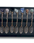 CONFEZIONE 7 CUCCHIAINI CON PIETRE GREZZE - Bronzo - Clorophilla Shop