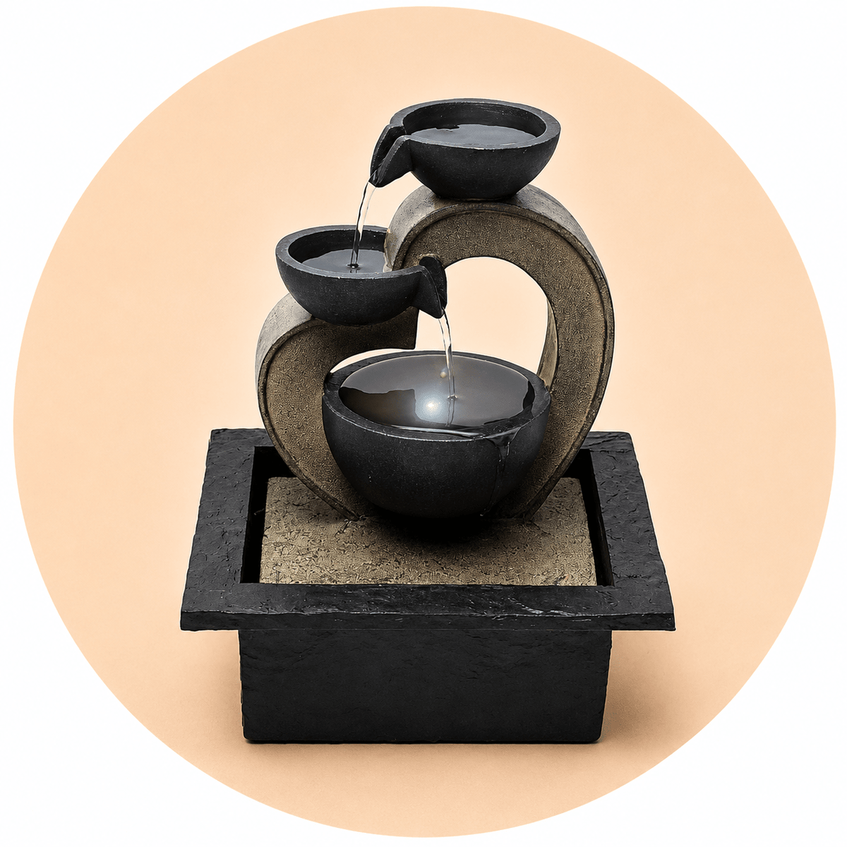 FONTANA D'ACQUA ZEN CUORE - Luce led integrata - Clorophilla Shop