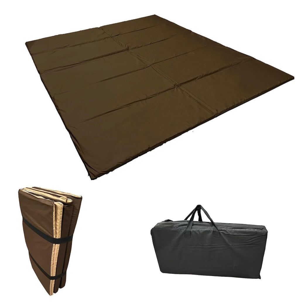 Tatami Tappetino Pieghevole artigianale per Operatori Yoga, Shiatsu, Reiki, e Thai massage - Futon Lavabile e sfoderabile made in Italy - colore MARRONE | Scopri su Clorophilla Shop