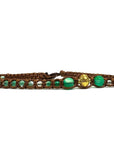 Samsara Cavigliera tibetana Shamballa con pietre - AGATA VERDE STRIATA FILO MARRONE | Scopri su Clorophilla Shop