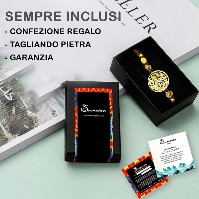 Samsara Portachiavi Tibetano artigianale in Agata Bianca e ottone - Energia positiva e protezione | Scopri su Clorophilla Shop