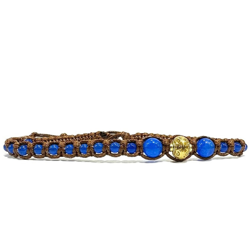Samsara Cavigliera tibetana Shamballa con pietre - AGATA BLU FILO MARRONE | Scopri su Clorophilla Shop