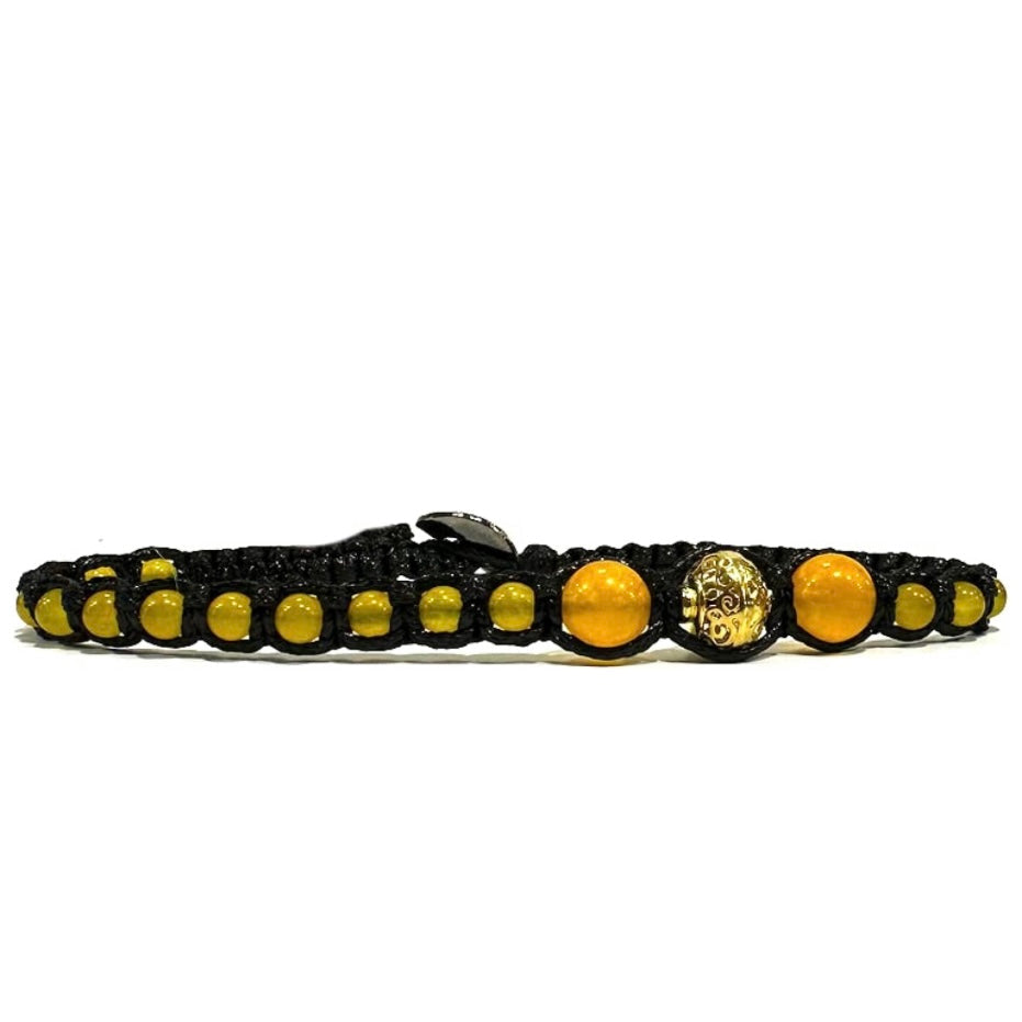 Samsara Cavigliera tibetana Shamballa con pietre - AGATA GIALLA FILO NERO | Scopri su Clorophilla Shop
