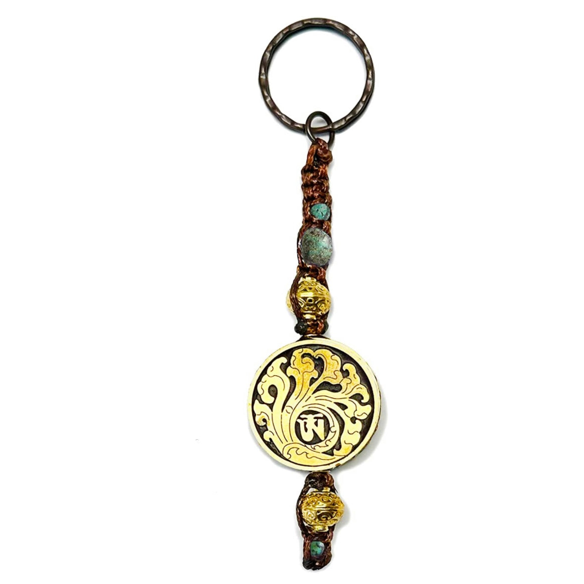 Samsara Portachiavi Tibetano artigianale in Turchese Africano e ottone - Energia positiva e protezione | Scopri su Clorophilla Shop